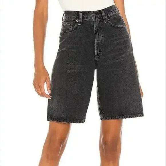 Agolde Lenox Culotte Wide Leg Shorts, Black, 28, NEW - Picture 2 of 6